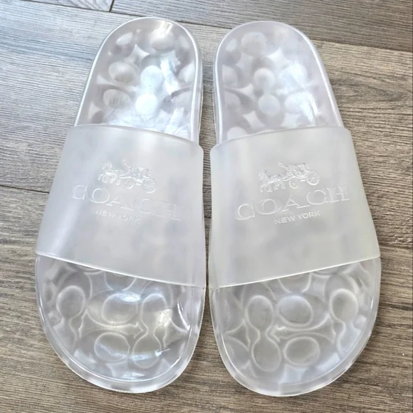 Coach Ulyssa Rubber Slide Clear Size 8 Coastal Nautical Vaca Casual Streetwear - Picture 4 of 15